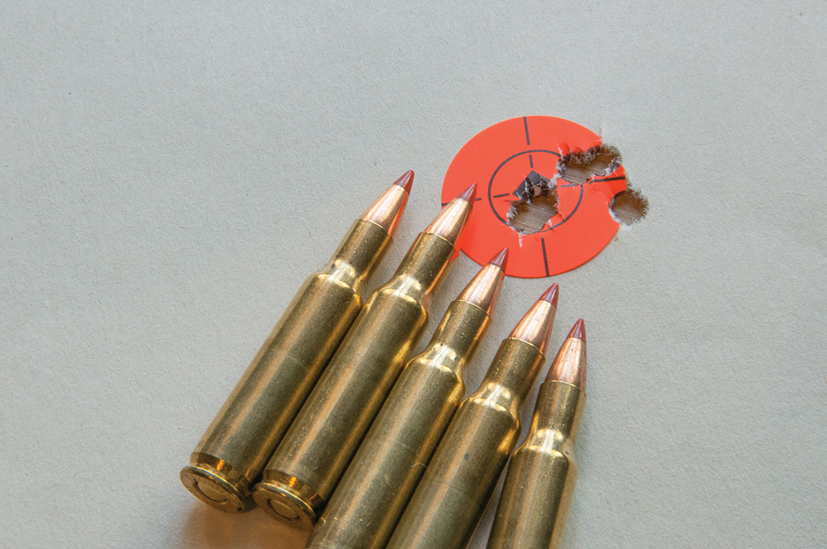 Of the factory loads tried, Hornady Varmint Express ammunition with 40-grain V-MAX bullets produced this .526-inch, five-shot group.